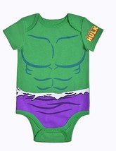 NEW Marvel The Hulk Infant Baby Snap Bodysuit and Hat Outfit Set Size 6 ... - $10.40