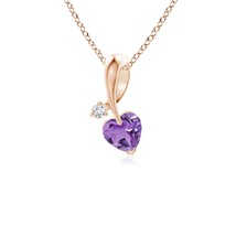 ANGARA Natural 0.2 Ct A-Grade Heart-Shaped Amethyst Ribbon Pendant in 14K Gold - £251.00 GBP