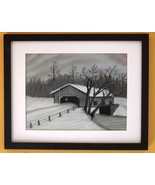 Covered Bridge Twilight - winter - sunset - river - water - covered bridge - $35.00
