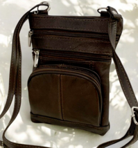 New Dark Brown Small Leathers Crossbody Messenger Purse Bag  Adjustable ... - $24.99