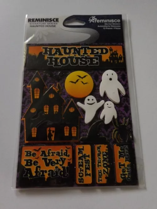 Stickers 3D Halloween Haunted House Ghosts Moon Bats Afraid Scrapbooking... - $11.99