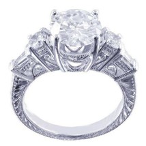 Antique Vintage 5 Stone Engagement Ring 4ct Moissanite White Gold Plated Silver - £102.19 GBP