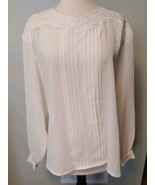 Vintage Silvercord Women's White Collarless Blouse Pleated Sz 22W - $22.09