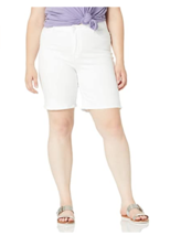 Lola Jeans Women&#39;s Vicky Plus Size High-Rise Bermuda Shorts, White, Size 33/14 - $19.68