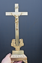 ⭐ antique crucifix bronze,religious cross w angels ,made 19th century ⭐ - £85.63 GBP