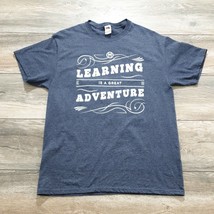 Learning is a Great Adventure Mens Medium Short Sleeve Shirt Casual School Teach - £9.98 GBP