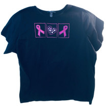 2X Womens Designers Originals Top Pink Ribbons Breast Cancer Komen Cure Black - £16.84 GBP