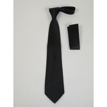 Men's Satin Tie Hankie Set J.Valintin Private Collection R63 Black Solid image 2