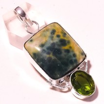 Ocean Jasper Faceted Peridot Gemstone Fashion Pendant Jewelry 2.30&quot; SA 3585 - £4.12 GBP