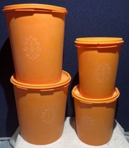 1970s Tupperware Canister Set 4 Pc Harvest Orange 805 807 809 811 Made in USA - £18.59 GBP