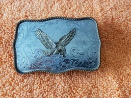 Montana Silversmith Eagle German Silver  Filigree Rope Border Belt Buckle (rc1) - $39.59