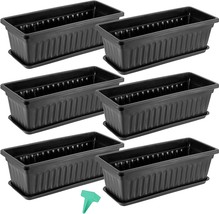 Black Flower Window Boxes With Attached Tray For Windowsill, Patio, Garden, And - £31.96 GBP