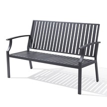 Outdoor Bench, 52&quot; Aluminum Frame 3-Person Patio Garden Bench With Anti-Rust, Po - £277.42 GBP