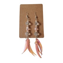 Handmade By Donovan Earrings Boho Bead Pink Dangle Artisan Upcycled Twic... - £22.55 GBP