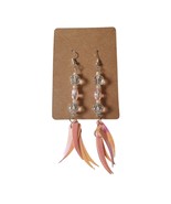 Handmade By Donovan Earrings Boho Bead Pink Dangle Artisan Upcycled Twic... - £22.35 GBP