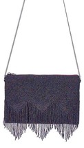 Ultra Violet Fringe Beaded Club Bag Evening Clutch Purse w/ Strap Purple - $58.41