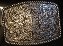 Nocona Rectangle Western Floral Scroll Belt Buckle 37003 - £22.38 GBP