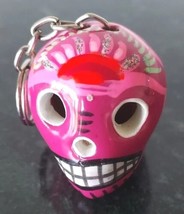 Day of the Dead Sugar Skull 3D Pink Keychain New Orleans Dia De Los Muertos - £6.26 GBP