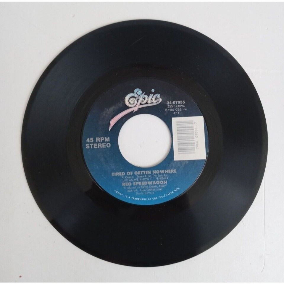REO Speedwagon Variety Tonight/tired Of Gettin Nowhere Record 45 RPM Epi... - $4.95