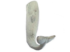 [Pack Of 2] Whitewashed Cast Iron Whale Hook 6&quot;&quot; - £33.33 GBP