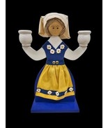 Vintage Butticki Sweden Wood Girl Candle Holder Scandinavian Folk Art 10... - €25,54 EUR
