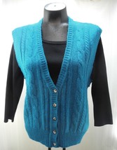 Vintage J.G. Hook Teal Shetland Wool Button-Front Vest V-Neck - Women&#39;s S - £12.66 GBP