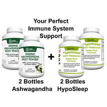 Ashwagandha + Natural Sleep Aid Supplement with Melatonin: Immune Support-4 Pack - £44.52 GBP