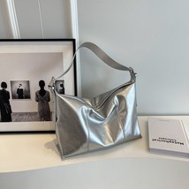 LEFTSIDE Silver Big  Bags for Women 2023 Leather Hobo Bag Fashion Designer Femal - £62.66 GBP