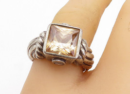 925 Sterling Silver - Vintage Peach Cubic Zirconia Cocktail Ring Sz 8.5 - RG6129 - £32.68 GBP