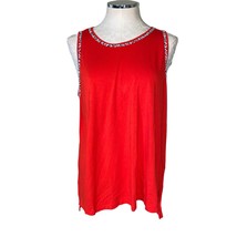 Vince Camuto Red High Low Beaded Sleeveless Blouse Top Size XL - £18.84 GBP