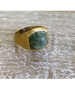 Vintage ESPO 10k GF Gold Filled &amp; Green Stone Mens Mid Century Statement... - £105.16 GBP