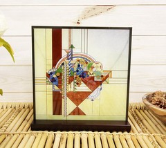 Frank Lloyd Wright Metal Framed May Basket Stained Glass Desktop Or Wall Plaque - $108.99