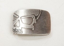 Pirate Skull Embossed Bas-Relief 3D Metal Belt Buckle 3&quot; Wide x 2&quot; Tall ☠️ - £10.18 GBP