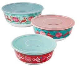 Pioneer Woman ~ 6-Piece Melamine ~ Nesting Bowl Set w/Lids ~ FESTIVE FOREST - $920.52 MXN