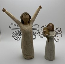 2 Willow Tree Angel of Friendship Girl W/ Dog &amp; Courage Open Arms Figure Demdaco - £13.45 GBP