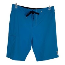 Hurley Mens Swim Board Shorts Size 30 Teal Blue Phantom Zip Pockets No L... - £18.95 GBP