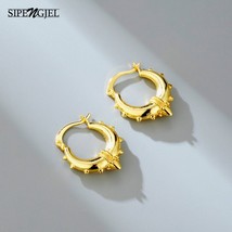SIPENGJEL Hip Hip Geometric Dangle Earrings for Man Women Texture Metal Twisted  - £6.75 GBP