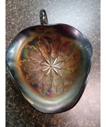 Dugan Carnival Glass Bowl Candy Dish Amethyst Loop Handle - $47.50 CAD