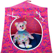 Pink Toy Pop Up Doll, Stuffed Animal Tent, 2 Sleeping Bags, Zig Zag Print Fabric - £19.71 GBP