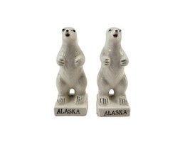 Vintage IAAC Ceramic ALASKA Polar Bear Salt and Pepper Shakers Made in J... - $9.85