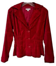 Joan Rivers Women&#39;s Velvet Blazer Jacket Button Down Gathered Waist Sz XS Red - £15.68 GBP