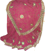  Purple Green Embroidery Exclusive Sari Kundan Fabric Elegant Rare Saree wrap - £20.71 GBP