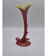 Cemar Bauer Vintage Dusty Pink &amp; Retro Green Glaze Fluted Ceramic Vase - $769.08 MXN