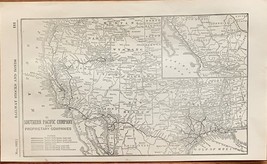 1923 Antique SOUTHERN PACIFIC COMPANY Map Vintage RAILWAY Map - $13.57 CAD