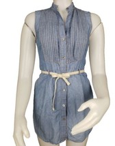 Theory Chambray Dress Womens 0 XS Joella Sleeveless Blue Button Tunic Su... - $22.06