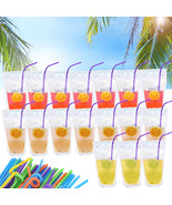 100Pcs (Drink Pouches Bags + Straws ) Clear Stand-Up Reclosable Zipper P... - $30.99