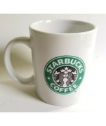 Starbucks Mermaid Logo 10 oz White and Green Coffee Mug Cup Double Sided - £8.50 GBP
