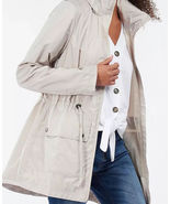 Barbour Women&#39;s Campion Showerproof Jacket Oyster Hidden Hooded Zip Size 6 - $179.45 CAD