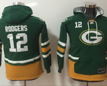 Aaron Rodgers #12 Green Gold Uniform Pocket Lace-Up Pullover Hoodie - $75.99