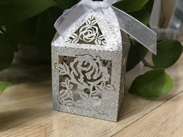 Glitter Silver Gift Packaging Boxes,100pcs Laser Cut Wedding Favor Boxes - $48.00